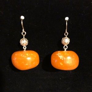 Orange dangle earrings